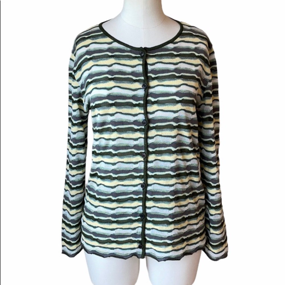 Missoni Striped Wave Cardigan in Green, Yellow, Black